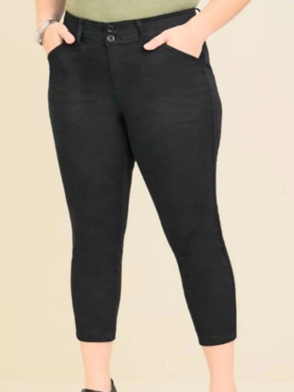 Torrid Crop Aviator Skinny Stretch Twill Midrise Pants Black 20 NWT